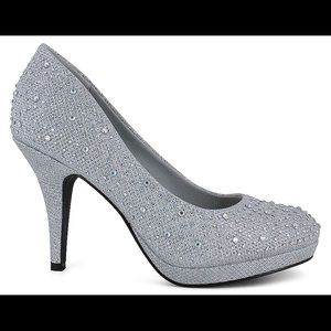 Silver jeweled heels